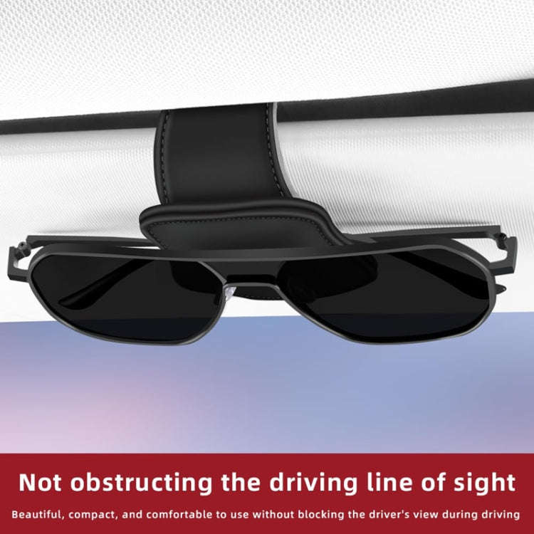 Car Eyeglasses Clip Car Leather Magnetic Closure Sunglasses Storage Bag(Beige)