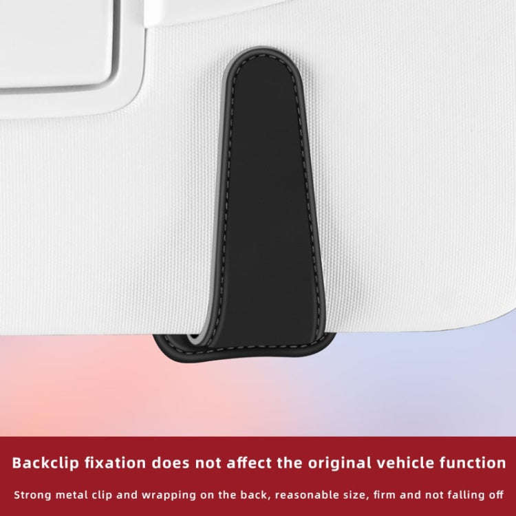 Car Eyeglasses Clip Car Leather Magnetic Closure Sunglasses Storage Bag(Beige)
