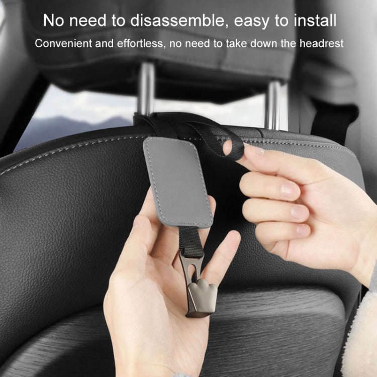 Car Seat Hook Multi-function Leather Seatback Hanger Car Interior Supplies(Grey)