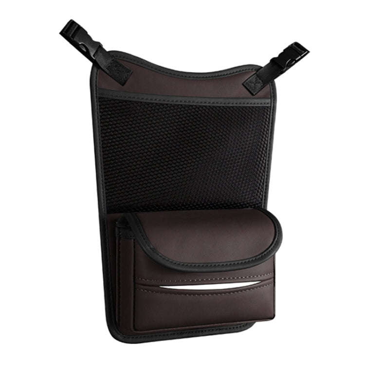 Car Between Seats Organizer Multifunctional Storage Bag Front And Back Dual Usage Tissue Box(Brown)