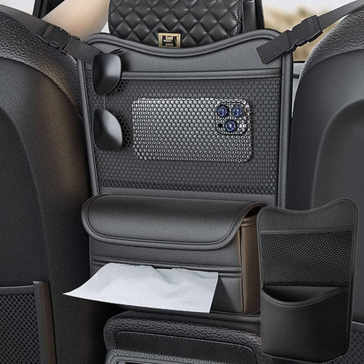 Car Between Seats Organizer Multifunctional Storage Bag Front And Back Dual Usage Tissue Box(Grey)