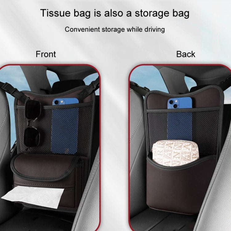Car Between Seats Organizer Multifunctional Storage Bag Front And Back Dual Usage Tissue Box(Grey)