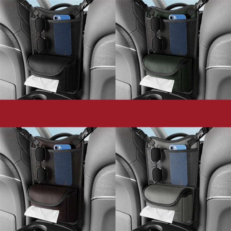 Car Between Seats Organizer Multifunctional Storage Bag Front And Back Dual Usage Tissue Box(Black)