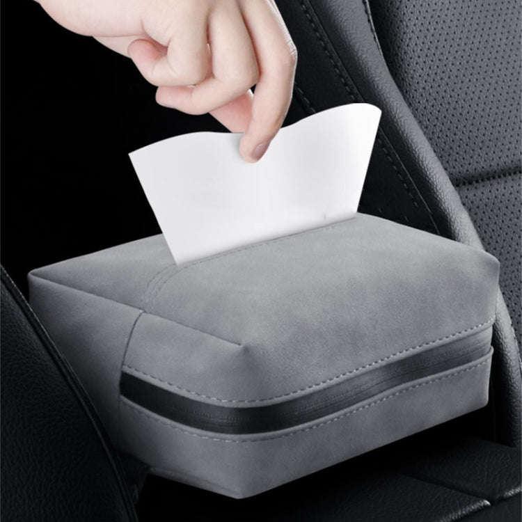 Car Armrest Box Tissue Box Car Sun Visor Seat Back Hanging Tissue Storage Bag(Brown)