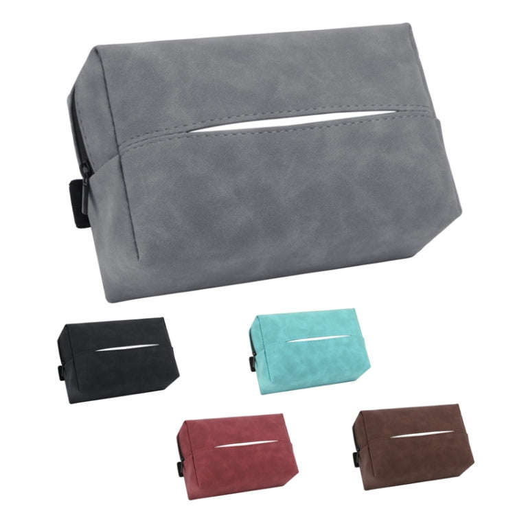 Car Armrest Box Tissue Box Car Sun Visor Seat Back Hanging Tissue Storage Bag(Brown)