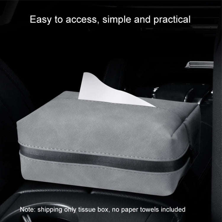 Car Armrest Box Tissue Box Car Sun Visor Seat Back Hanging Tissue Storage Bag(Brown)