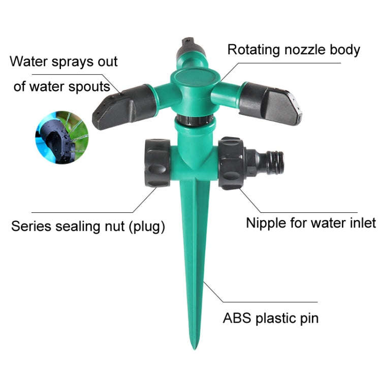 Automatic Rotating Plastic Ground Sprinkler Garden Lawn Triangle Spraying Nozzles(Sky Blue)