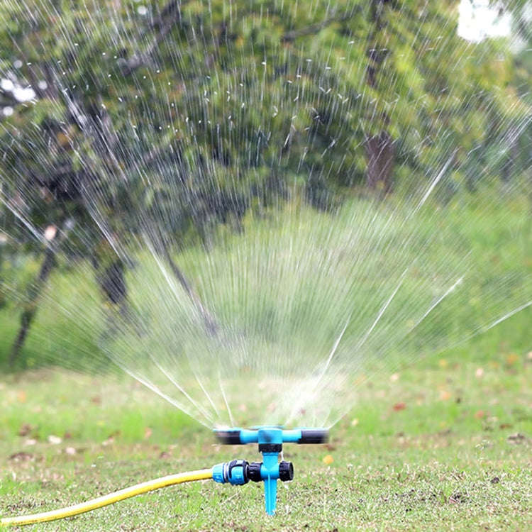 Automatic Rotating Plastic Ground Sprinkler Garden Lawn Triangle Spraying Nozzles(Sky Blue)