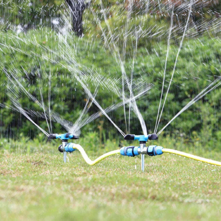 Automatic Rotating Plastic Ground Sprinkler Garden Lawn Triangle Spraying Nozzles(Sky Blue)