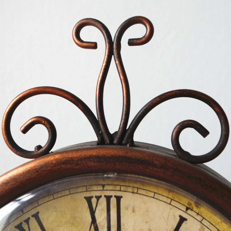 Iron Mute Clock Retro Living Room Decoration Clock(White)