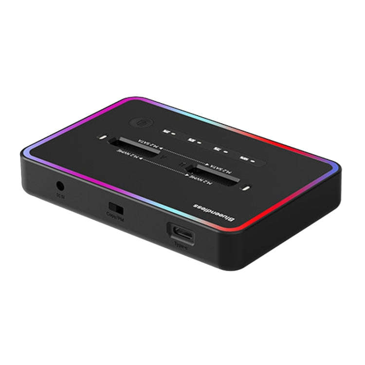 RGB Dual NVME or Dual SATA Blueendless M.2 Dual-Slot Hard Drive Base Solid State Hard Drive Box, ...