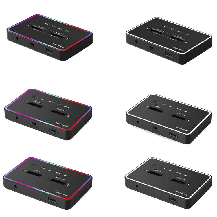 RGB Dual NVME or Dual SATA Blueendless M.2 Dual-Slot Hard Drive Base Solid State Hard Drive Box, ...