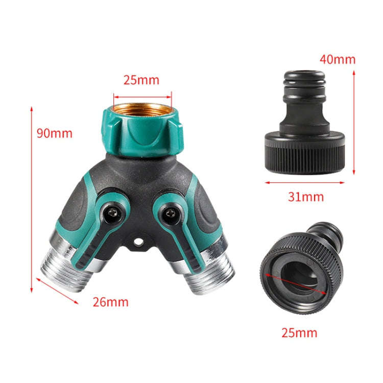 7pcs / Set Y-Type Two-Way Metal Quick Connectors Water Pipe Splitter With Nipple(US Style)