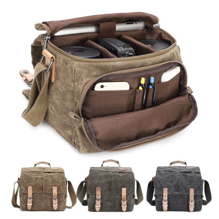 Camera Shoulder Messenger Bag Batik Canvas Waterproof Photography SLR Camera Bag(Dark Gray)