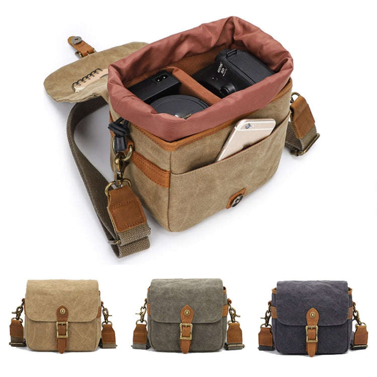 Retro Camera Canvas Bag Shoulder Messenger Bag Travel Portable Case(Dark Gray)