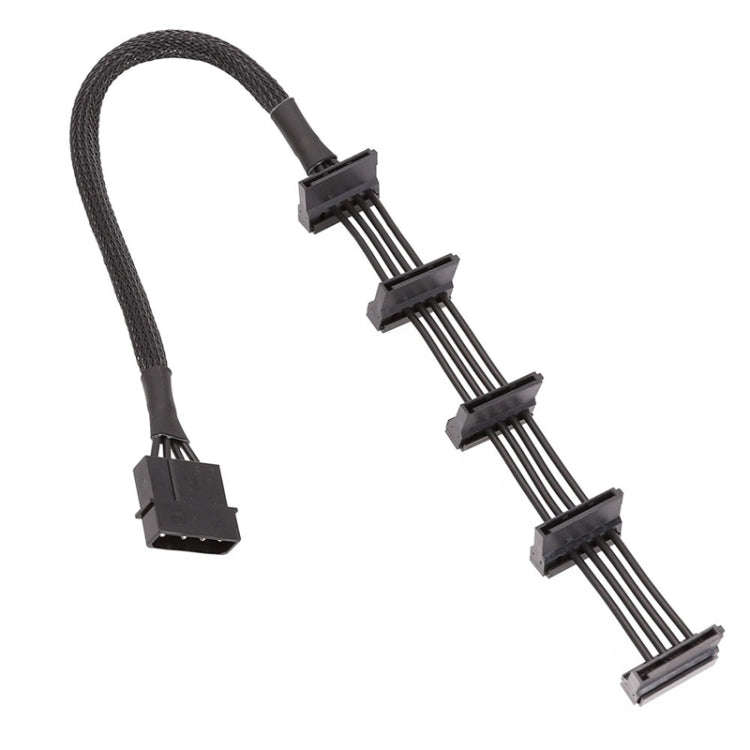 40cm 18AWG Large 4Pin Sleeve Grid 1 To 5 SATA Hard Drive Cage Cable