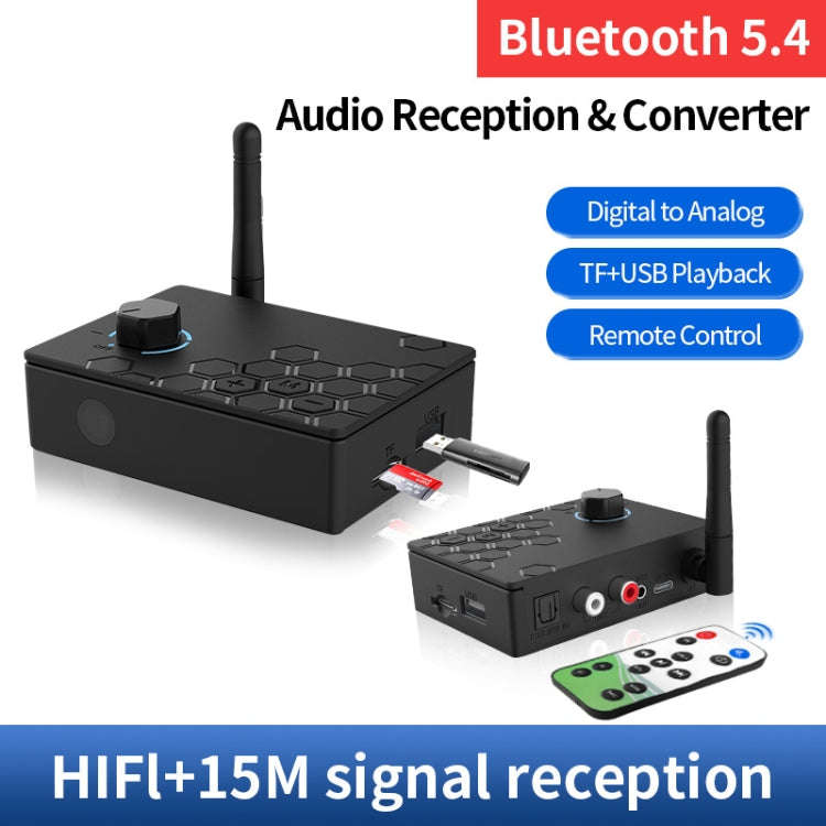 Bluetooth 5.4 Receiver Digital To Analog Card U Disk Converter Adapter With Remote Control(Coaxia...