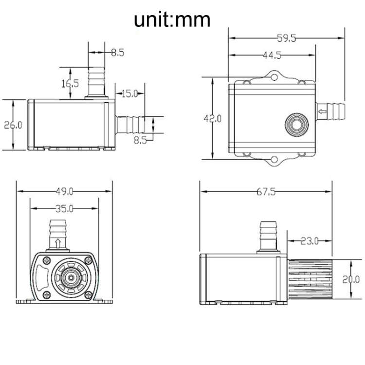 DC12V Solar Micro Brushless Cold Water Circulating Fountain Water Pump, Model: QR50E