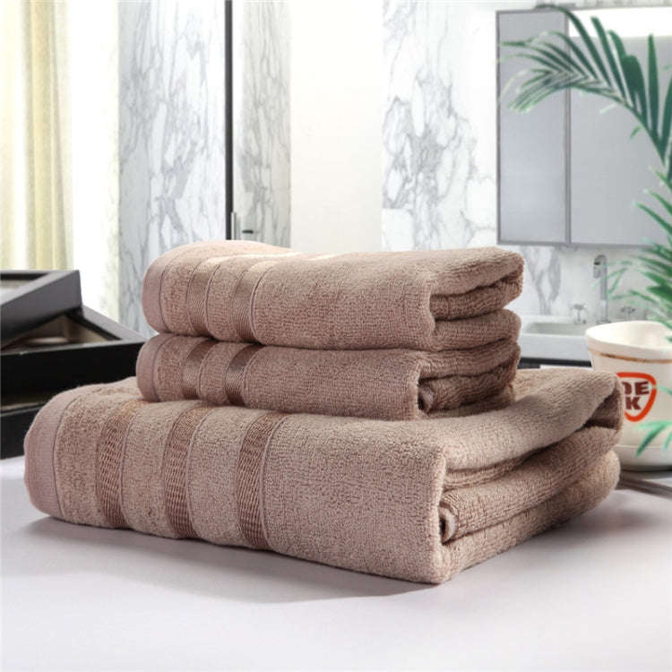 3pcs /Set Soft & Plush Towel Set Bamboo Fiber Cotton Bath Towel Washcloth For Bathroom(Camel)