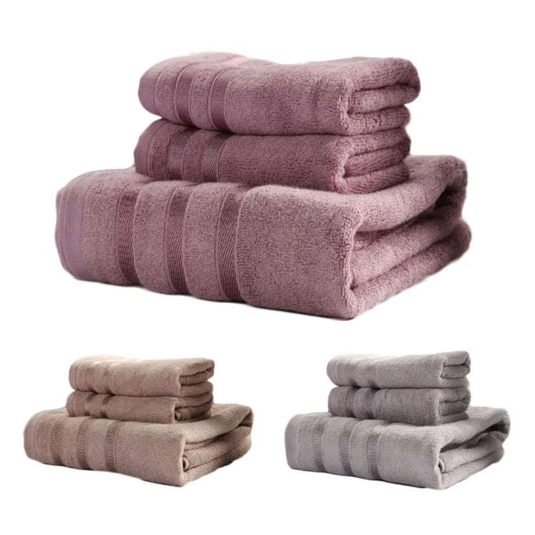 3pcs /Set Soft & Plush Towel Set Bamboo Fiber Cotton Bath Towel Washcloth For Bathroom(Gray)
