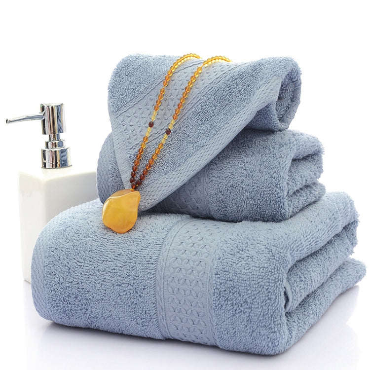 3pcs /Set Cotton Towel Set,  1 Bath Towel, 1 Hand Towel, 1 Face Towel for Bathroom Hotel(Blue Gray)