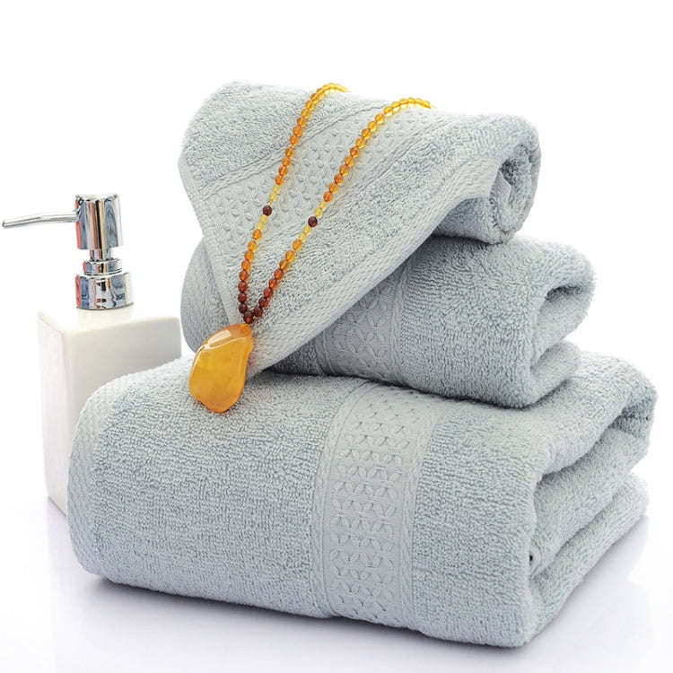 3pcs /Set Cotton Towel Set,  1 Bath Towel, 1 Hand Towel, 1 Face Towel for Bathroom Hotel(Grey)