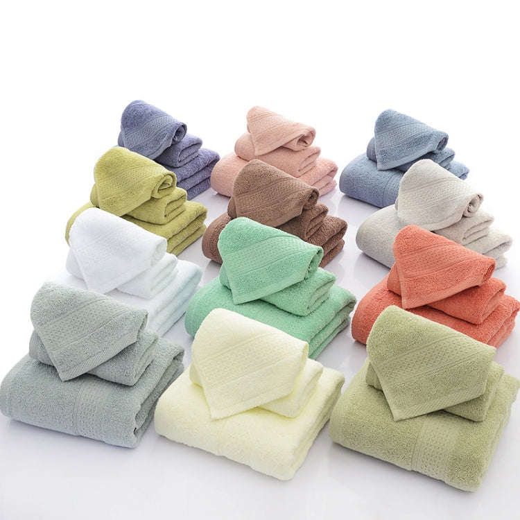 3pcs /Set Cotton Towel Set,  1 Bath Towel, 1 Hand Towel, 1 Face Towel for Bathroom Hotel(Blue Gray)