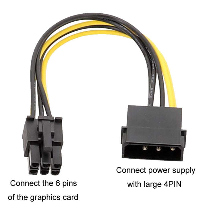 15cm Large 4Pin To 6Pin Power Cord Graphics Card Adapter Cable