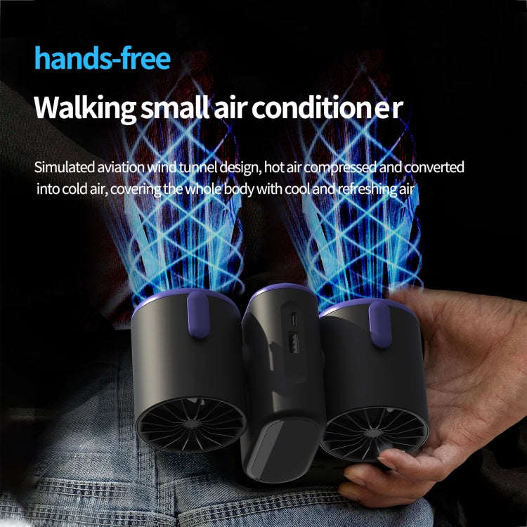 HX-157 Double-head Digital Display Waist-mounted Fan with Emergency Lighting Function(Dark Gray)