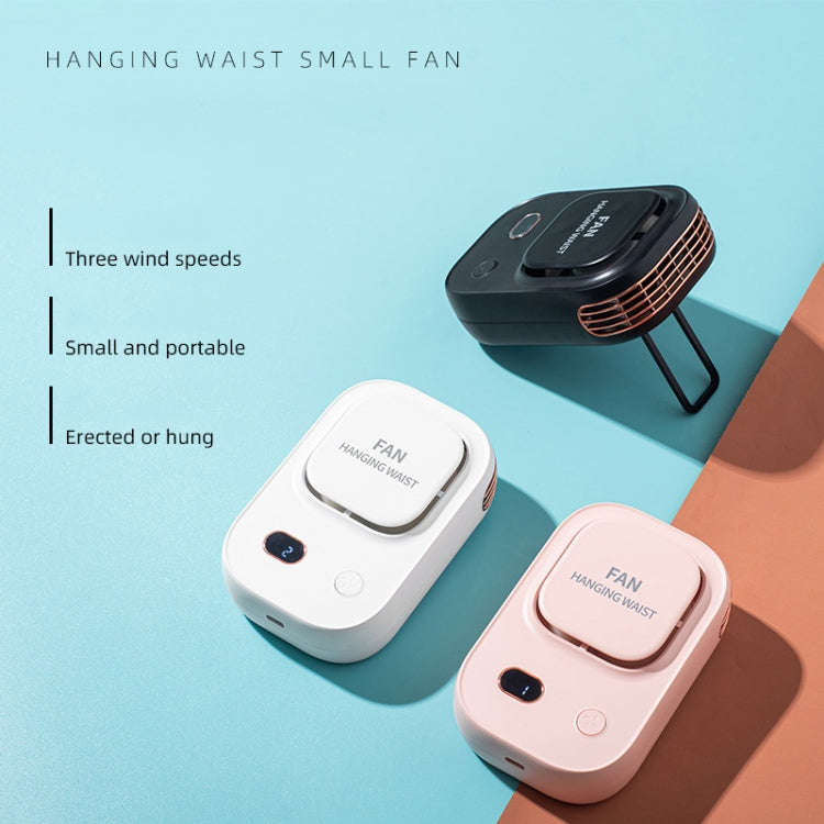 HX-150A Outdoor Digital Display Silent USB Charging Bladeless Waist Hanging Neck Fan(White)