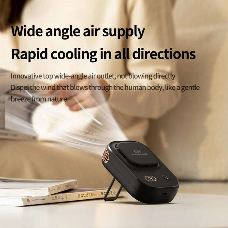 HX-150A Outdoor Digital Display Silent USB Charging Bladeless Waist Hanging Neck Fan(Black)
