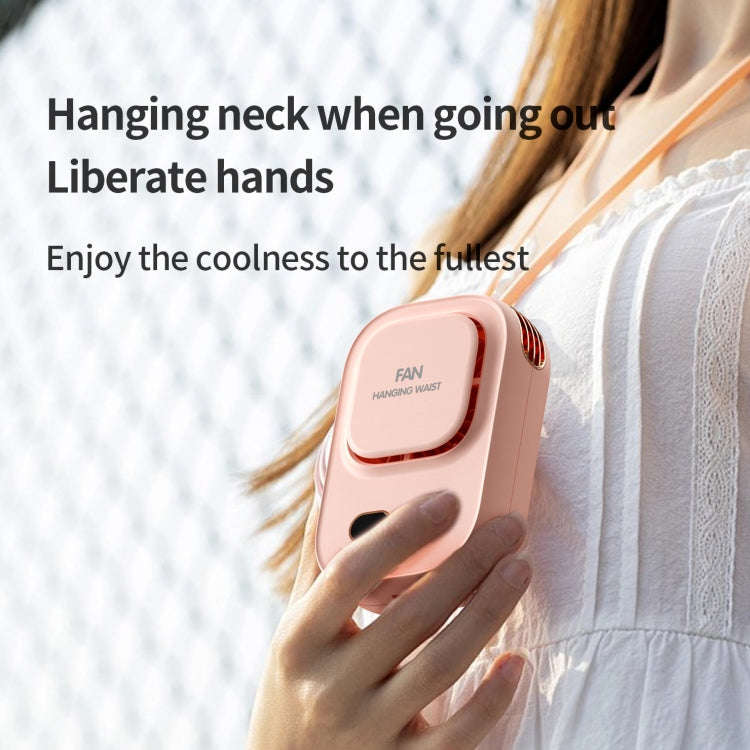 HX-150A Outdoor Digital Display Silent USB Charging Bladeless Waist Hanging Neck Fan(White)