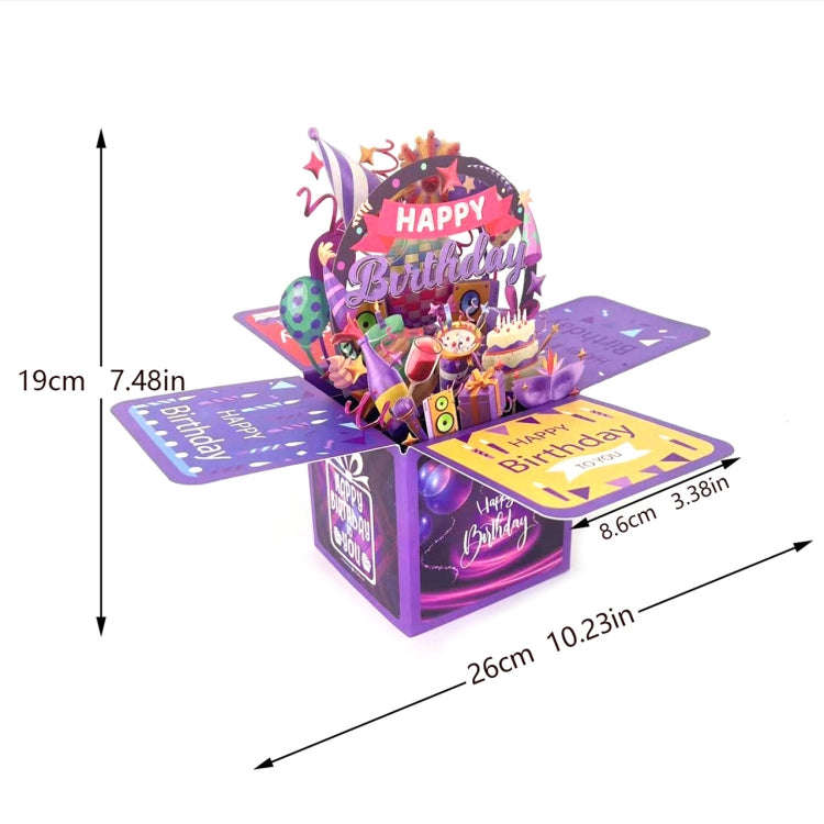 Colorful 3D Three-dimensional Handmade Hollow Paper Carving Birthday Card(Pink)