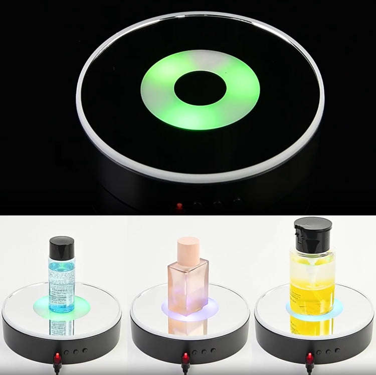15cm Spinning Display Stand with Gradient Color Lights for Glass Art(White)
