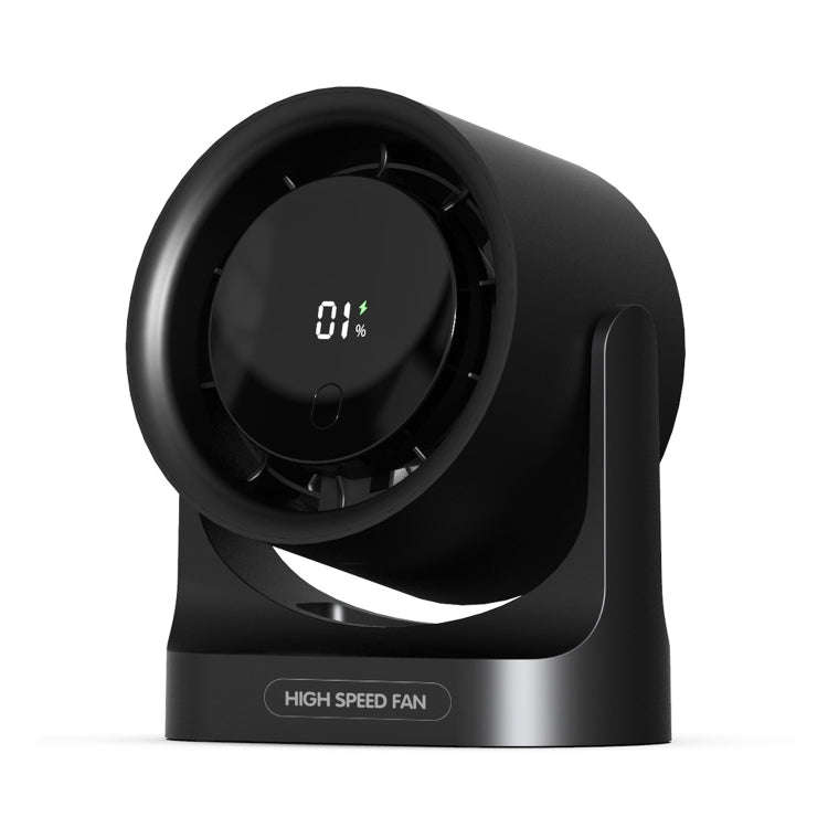 HX-F315 100-speed USB Charging Digital Display Wall-mounted Desktop Turbine Fan(Black)