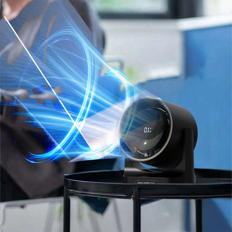 HX-F315 100-speed USB Charging Digital Display Wall-mounted Desktop Turbine Fan(Black)