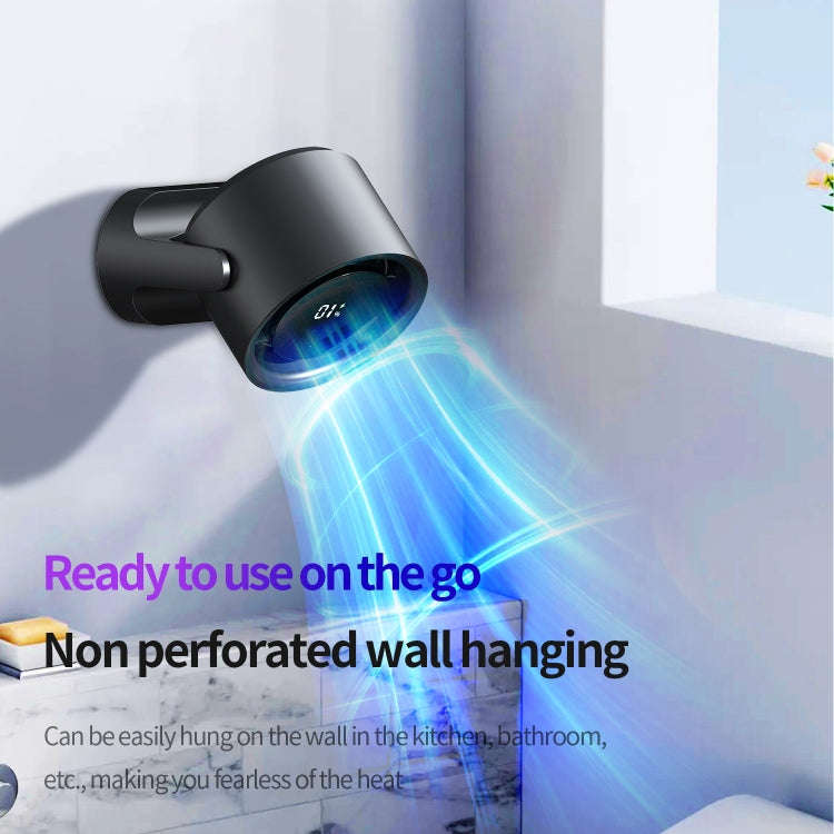 HX-F315 100-speed USB Charging Digital Display Wall-mounted Desktop Turbine Fan(Black)