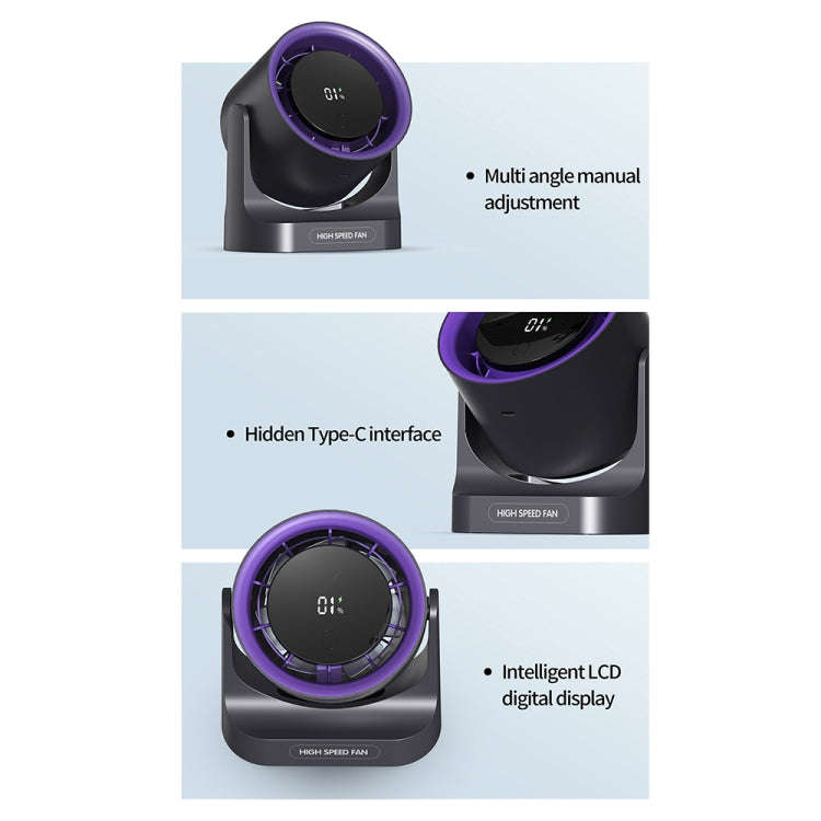 HX-F315 100-speed USB Charging Digital Display Wall-mounted Desktop Turbine Fan(Black)