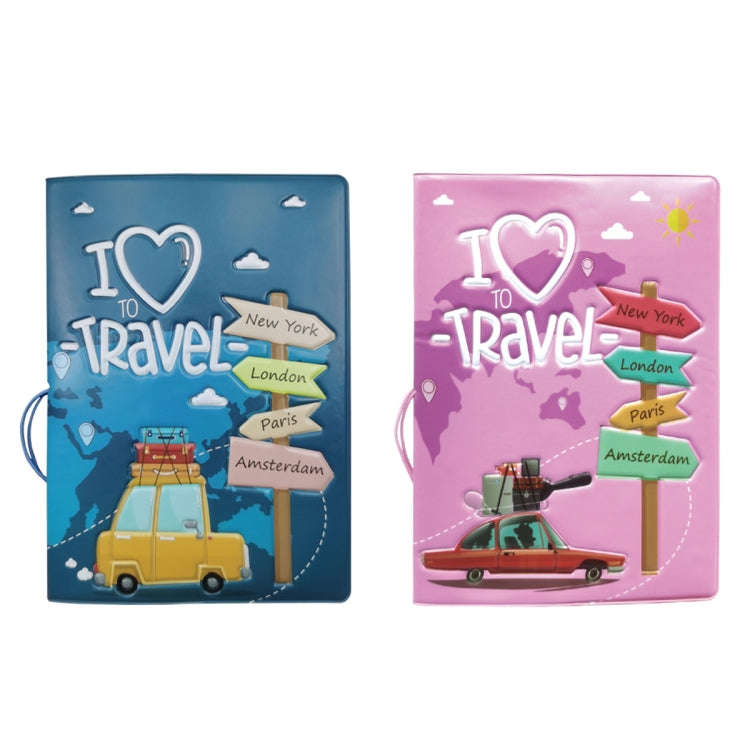 A0341 Cartoon Map Passport Cover Couple Travel Passport Holder(FCY-15)