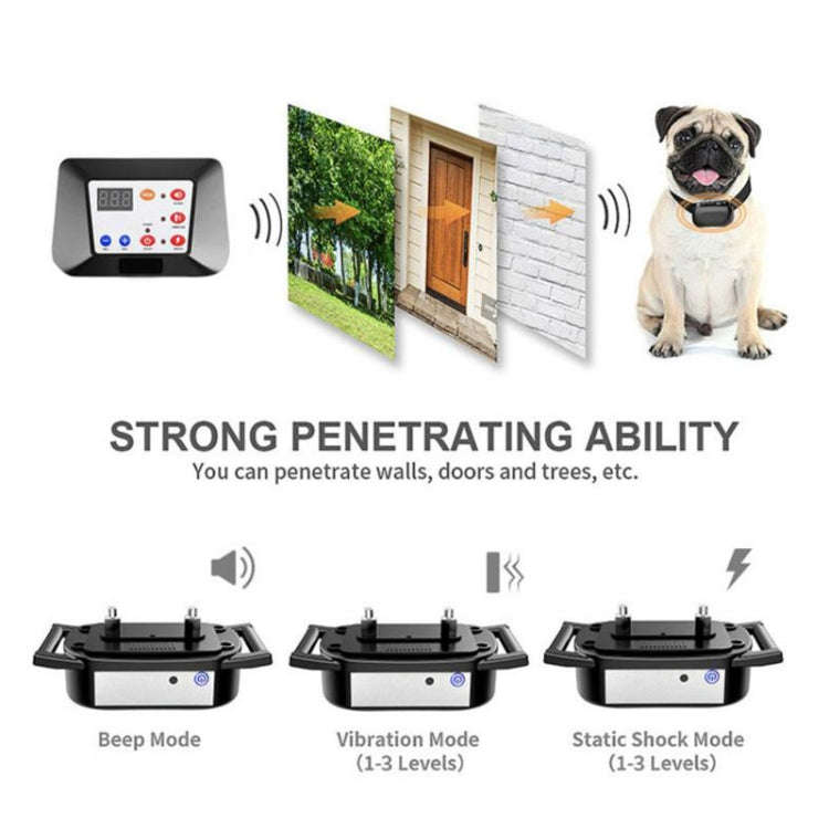 1 Drag 2 Pet Electronic Fence Wireless Dog Trainer Smart Electric Shock Dog Collar(Black)