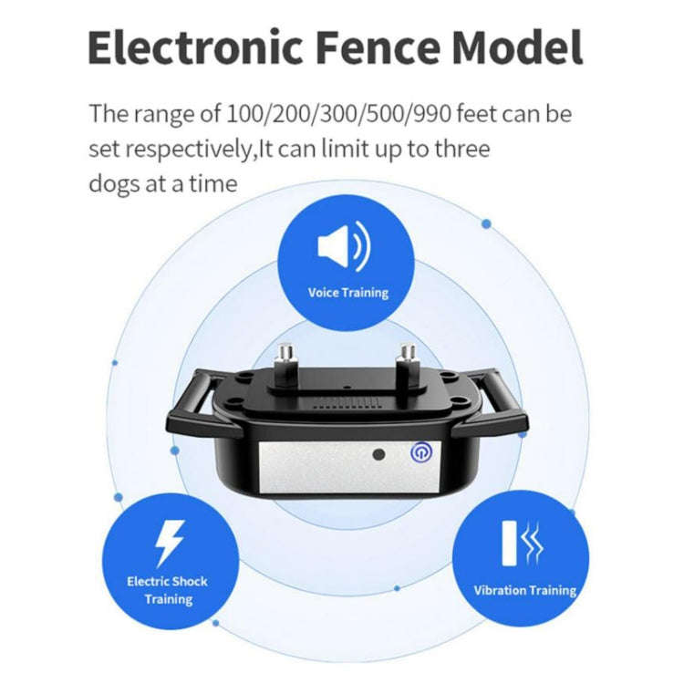 1 Drag 2 Pet Electronic Fence Wireless Dog Trainer Smart Electric Shock Dog Collar(Black)