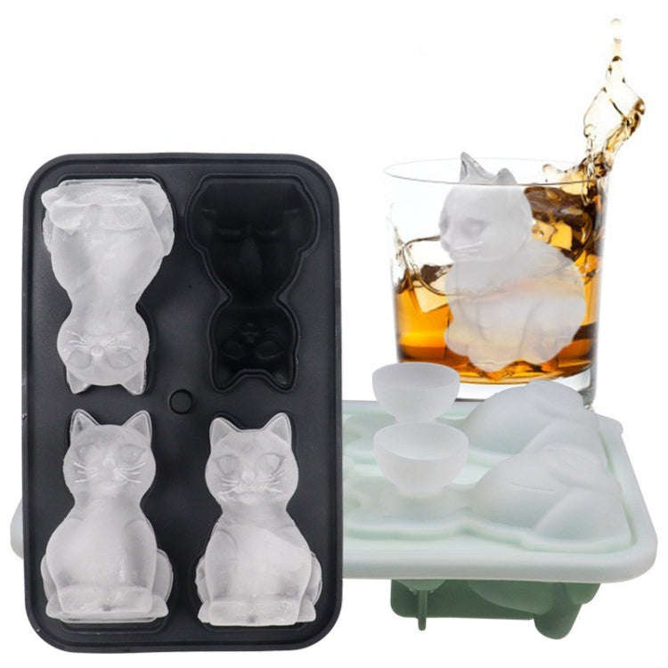 3D Cat Shape Bar Home Silicone Ice Mold Whiskey Ice Box(Gray)
