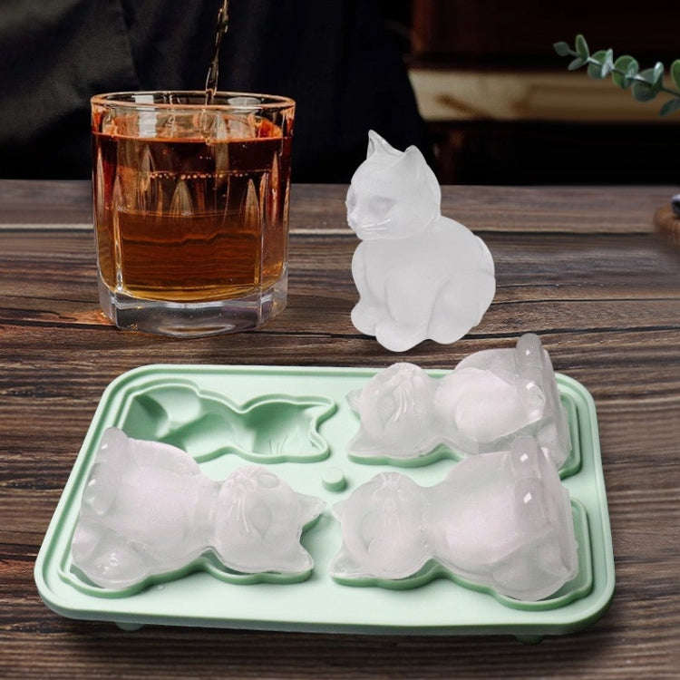 3D Cat Shape Bar Home Silicone Ice Mold Whiskey Ice Box(Pink)