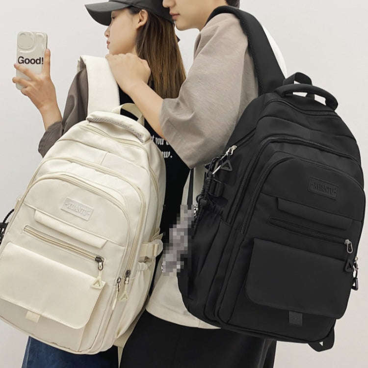 Oxford Cloth Simple Travel Backpack Solid Color Junior High School Students School Bag 45x31x18cm...