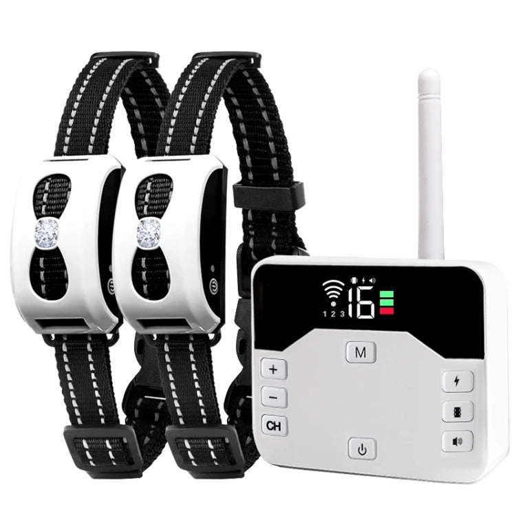 1 Drag 2 Pet Electronic Fence Wireless Stop Barker Outdoor Dog Collar Remote Control Dog Trainer(...