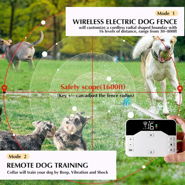 1 Drag 1 Pet Electronic Fence Wireless Stop Barker Outdoor Dog Collar Remote Control Dog Trainer(...