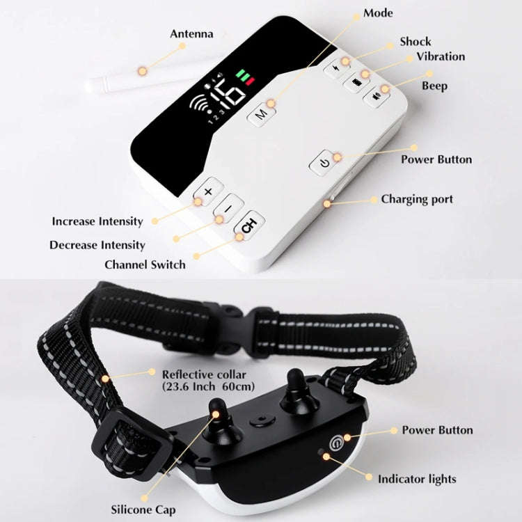 1 Drag 1 Pet Electronic Fence Wireless Stop Barker Outdoor Dog Collar Remote Control Dog Trainer(...