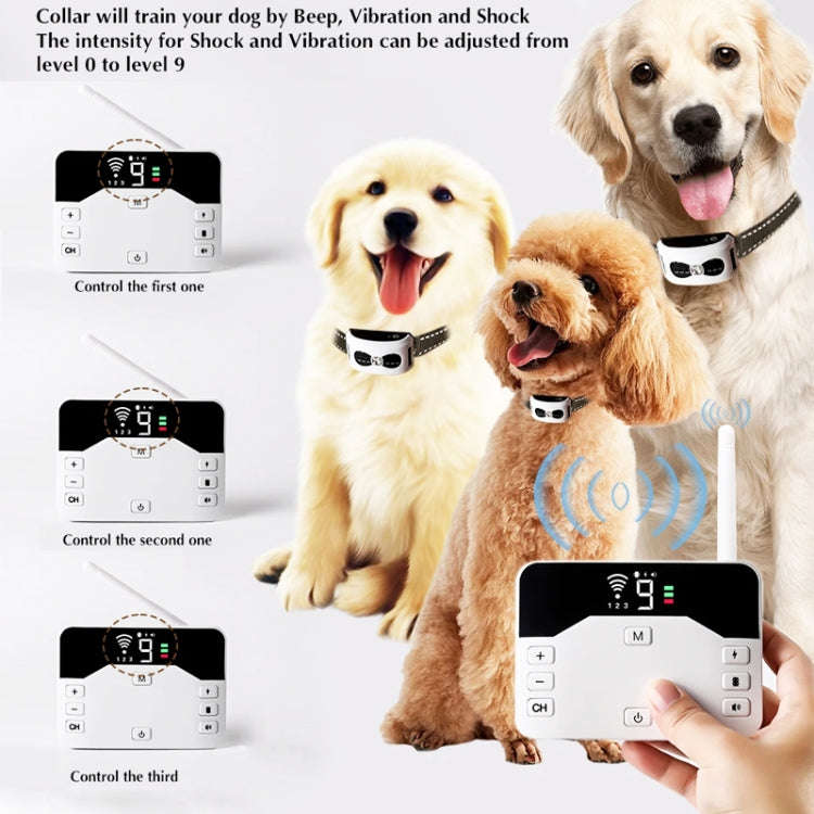 1 Drag 2 Pet Electronic Fence Wireless Stop Barker Outdoor Dog Collar Remote Control Dog Trainer(...