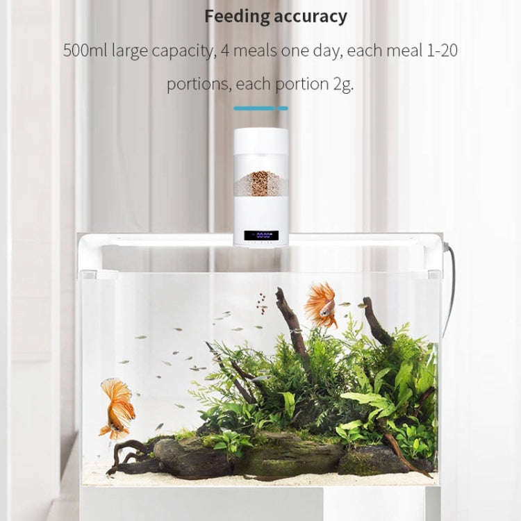 USB Direct Plug / Battery Dual-Use Automatic Fish Feeder Timing Dosing Feeder(White)