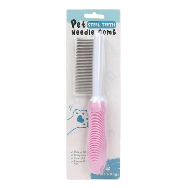 Pet Cats Grooming Needle Comb Dogs De-Floating Hair Cleaning Comb, Style: Thin Teeth (Pink)